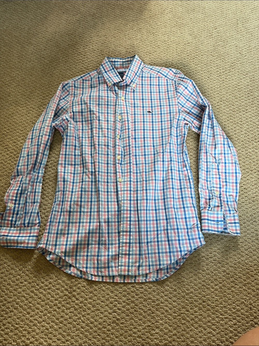Vineyard Vines Men’s Plaid Button-Down Shirt - Blue & Pink